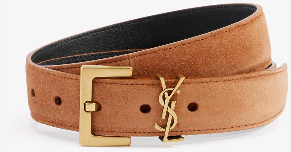 Saint Laurent Monogram-buckle Leather Belt | Lyst