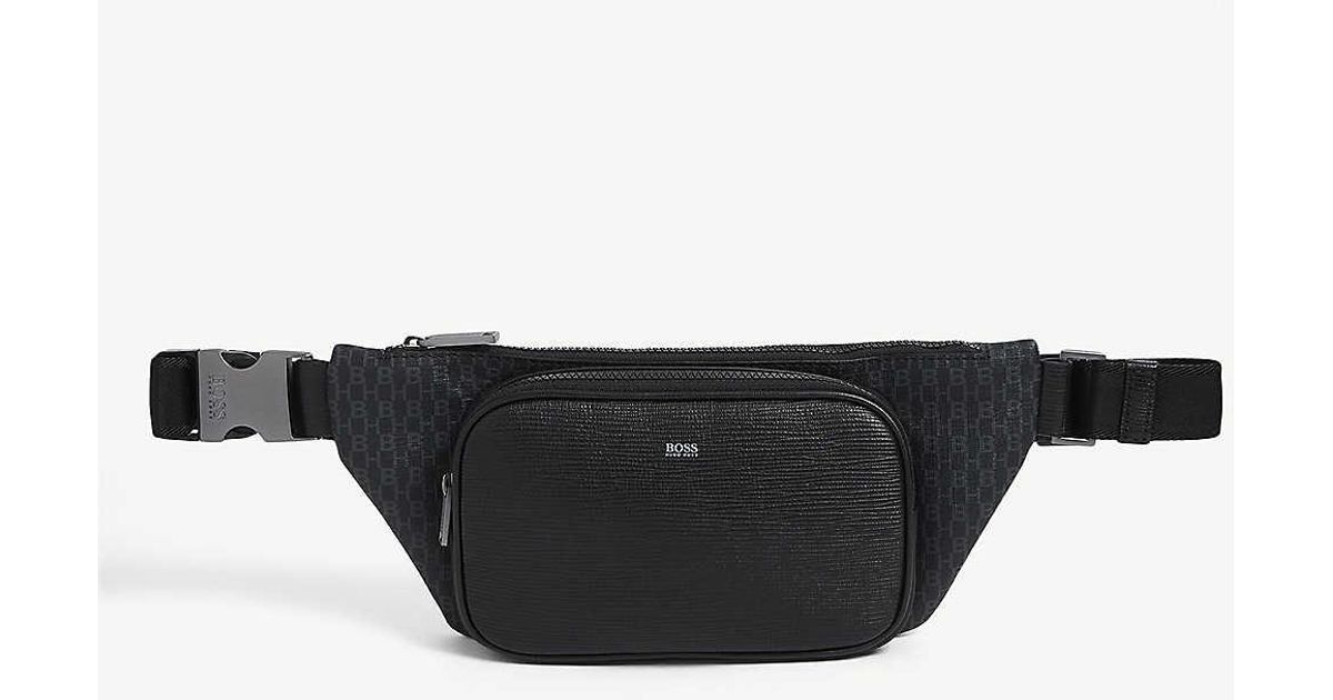 BOSS by HUGO BOSS Logoemed Leather Belt Bag in Black for Men Lyst