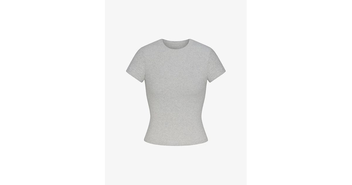 SKIMS Boyfriend stretch-jersey T-shirt - Light Heather Grey