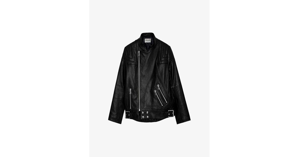 Zadig & Voltaire Liliam Zadig-embroidered Leather Biker Jacket in Black ...