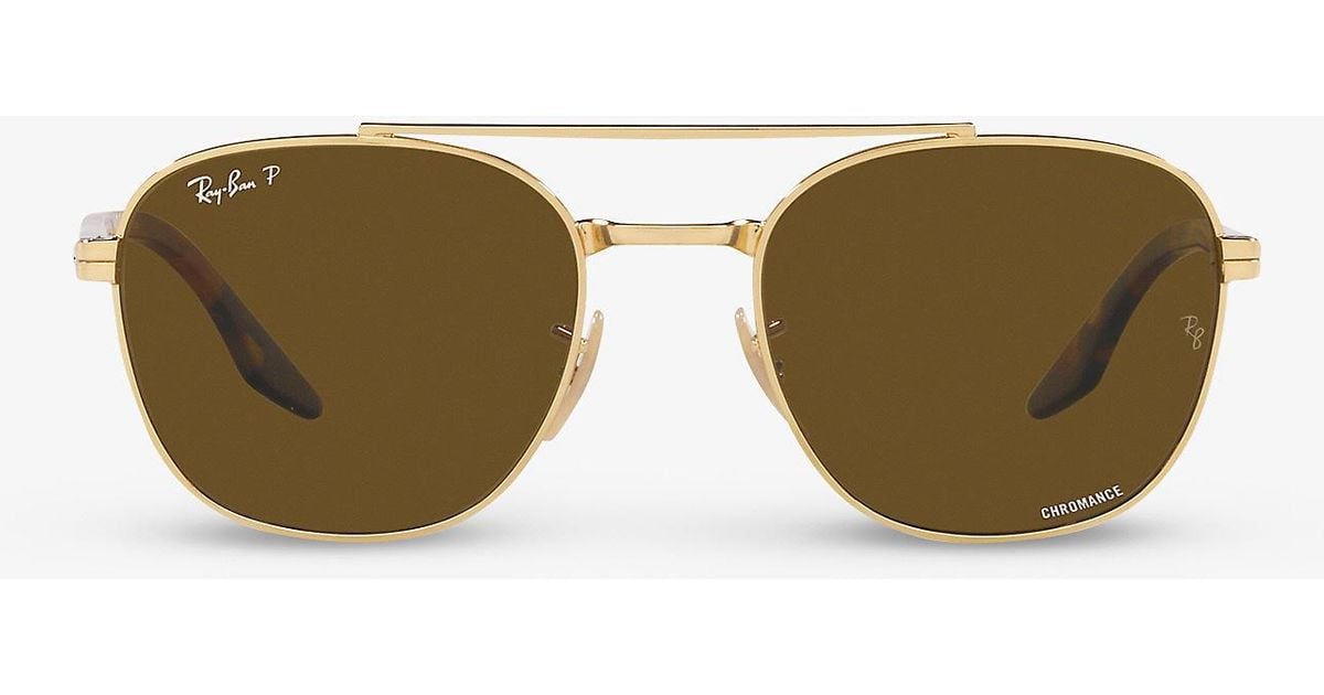 RayBan Rb3688 Chromance Squareframe Metal Sunglasses in Gold