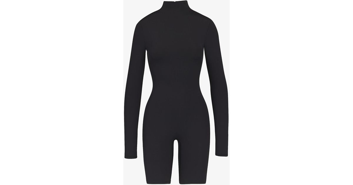 Skims All-in-one Long-sleeved Stretch-woven Body in Black | Lyst Canada