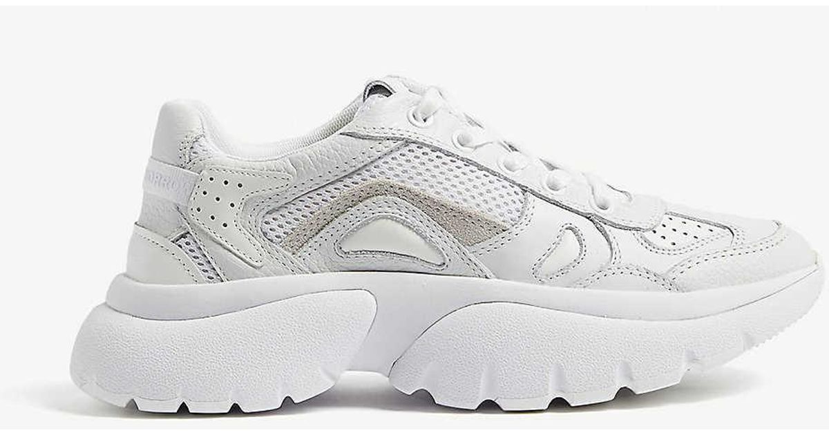 maje faster leather trainers