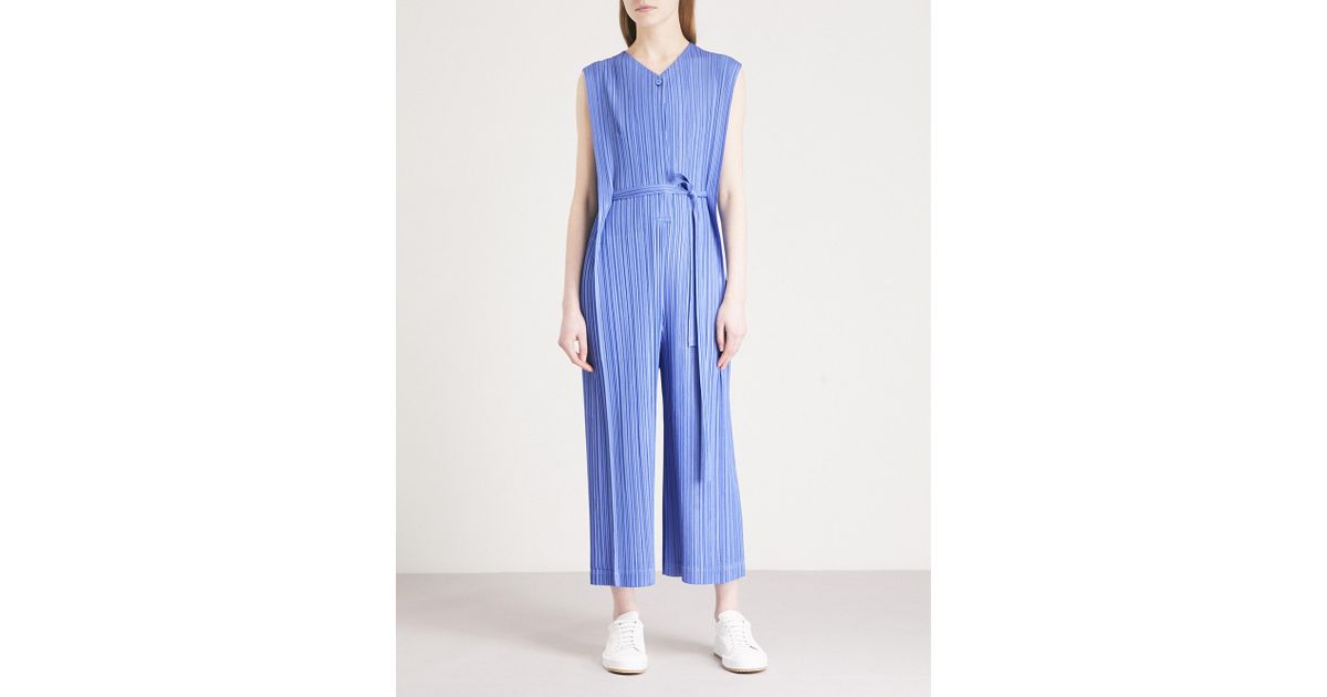 Pleats Please Issey Miyake Mellow Pleated Jumpsuit in Blue Lyst