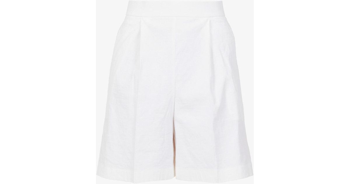 Theory Relaxed-fit High-rise Linen-blend Shorts in White | Lyst UK