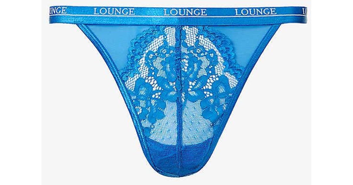 Lounge Underwear Blossom High-rise Stretch-lace Thong in Blue