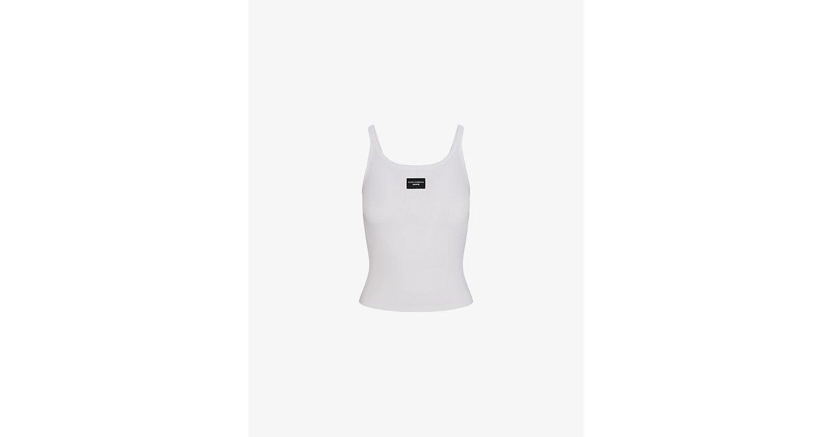 Skims Dolce & Gabbana X Logo-Patch Cropped Stretch-Cotton Top in