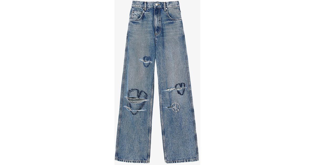 Sandro Patty Embroidered Denim Jeans in Blue | Lyst Canada