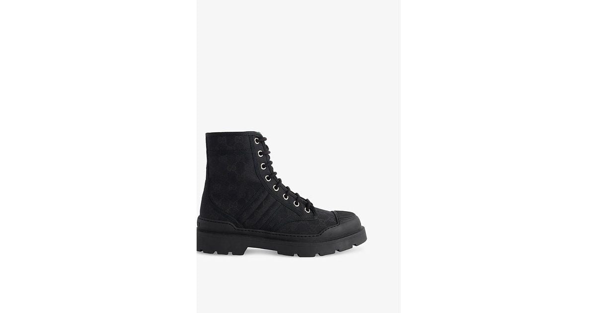 靴 GUCCI GG Monogram Boots 36 1/2 Gucci Web Monogram Canvas Boots in Black for Men | Lyst UK