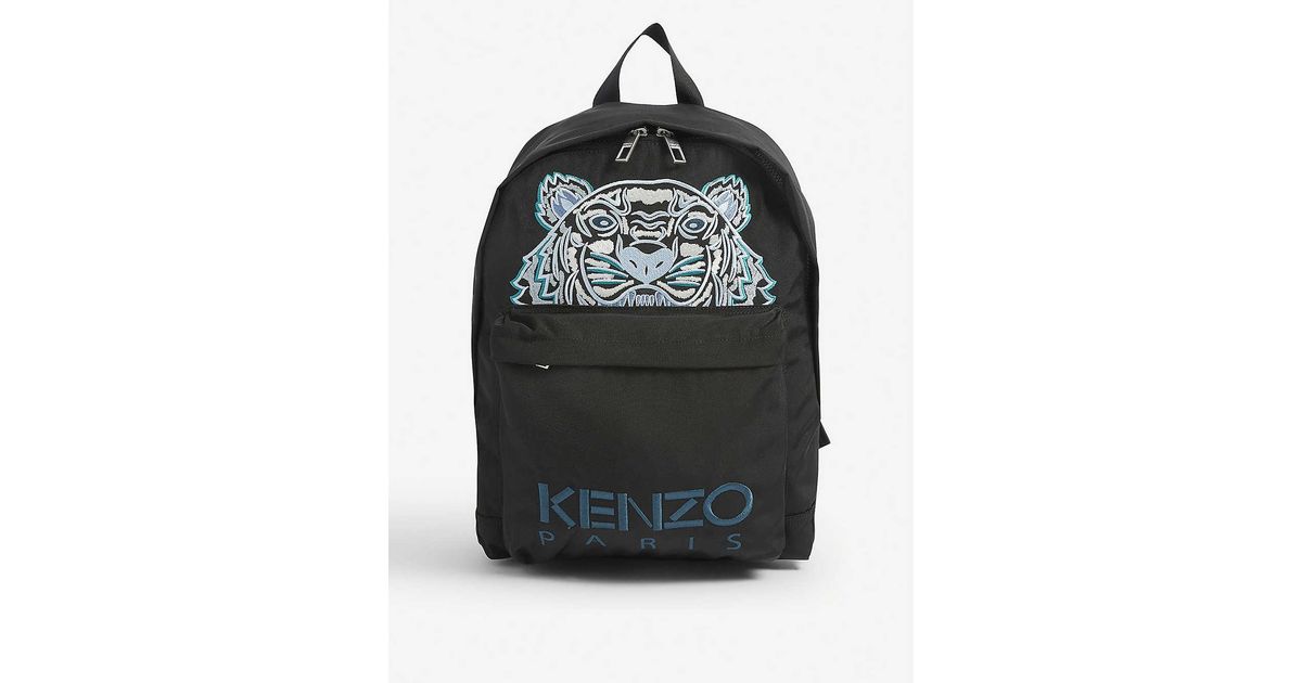 KENZO Synthetic Logoembroidered Nylon Backpack in Black Lyst