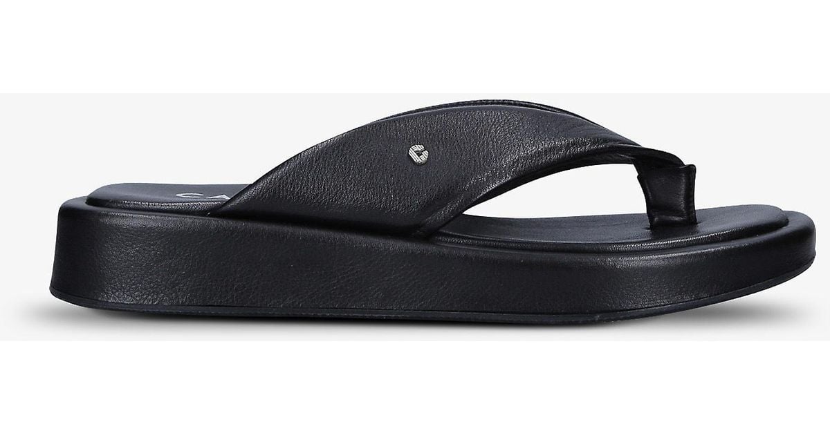 Carvela Kurt Geiger Bold Padded Leather Flip-flops in Black | Lyst