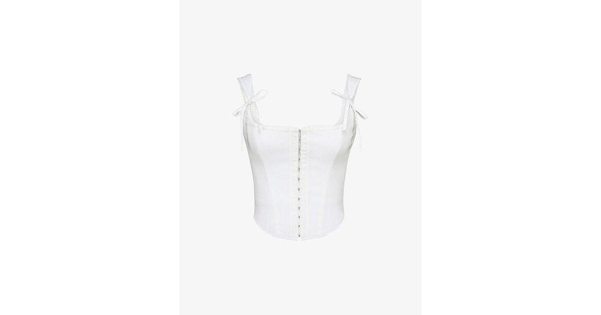 House Of Cb Kikki Stretch-Cotton Corset Top in White | Lyst