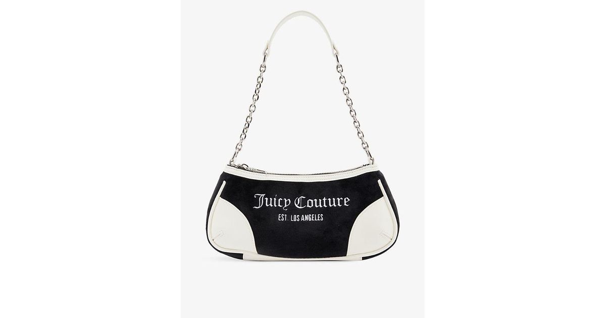 Juicy Couture Logoembroidered Velour Shoulder Bag in Black Lyst