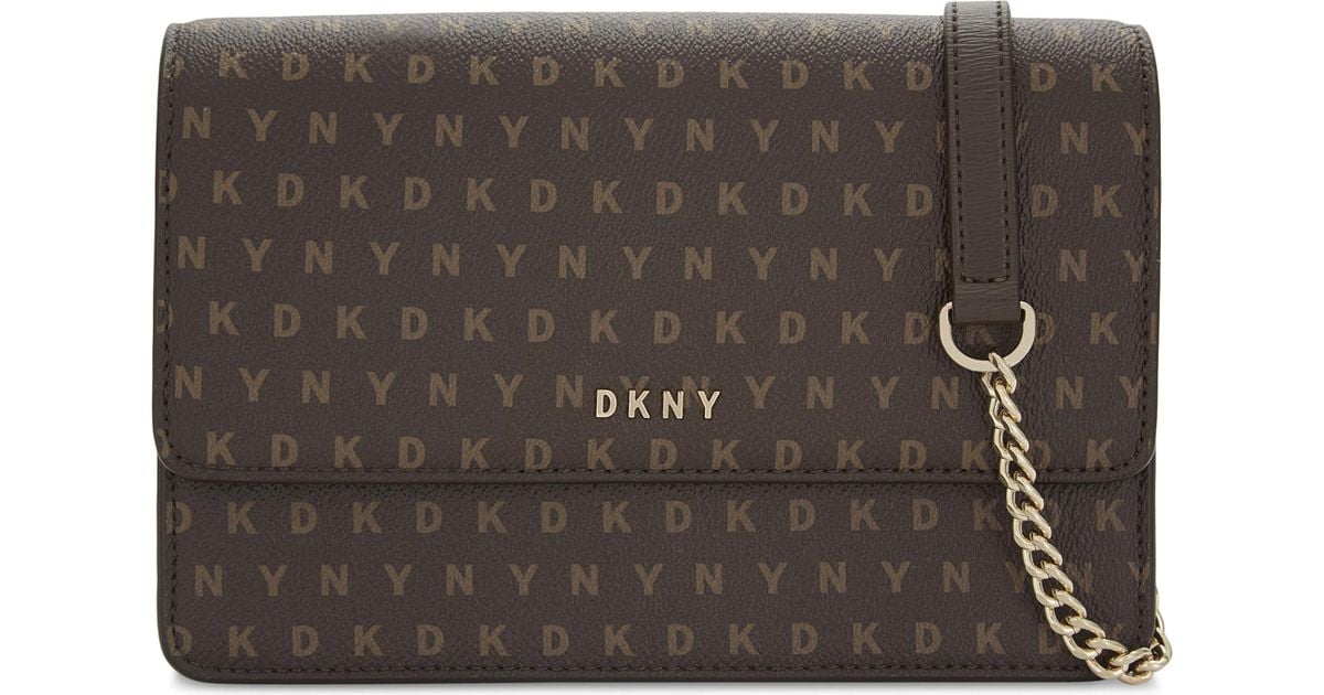DKNY Logo Leather Small Cross-body Bag in Brown