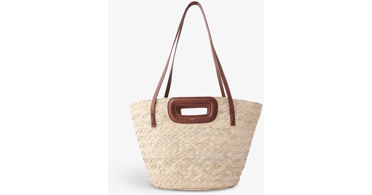 Maje Logo-print Palm-woven Basket Bag in Brown | Lyst