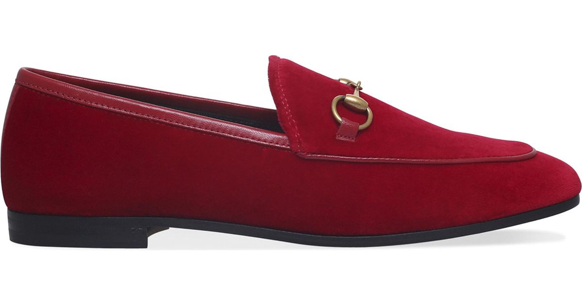 Gucci Jordaan Velvet Loafers in Red - Lyst