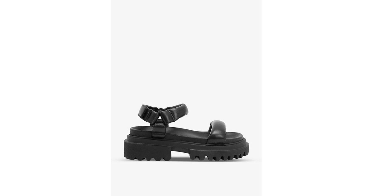 AllSaints Helium Padded Leather Sandals in Black | Lyst