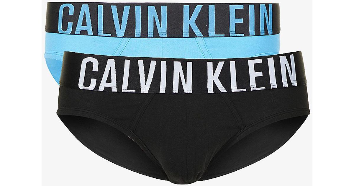 Calvin Klein Pack Of Two Branded-waistband Stretch-cotton Briefs in ...