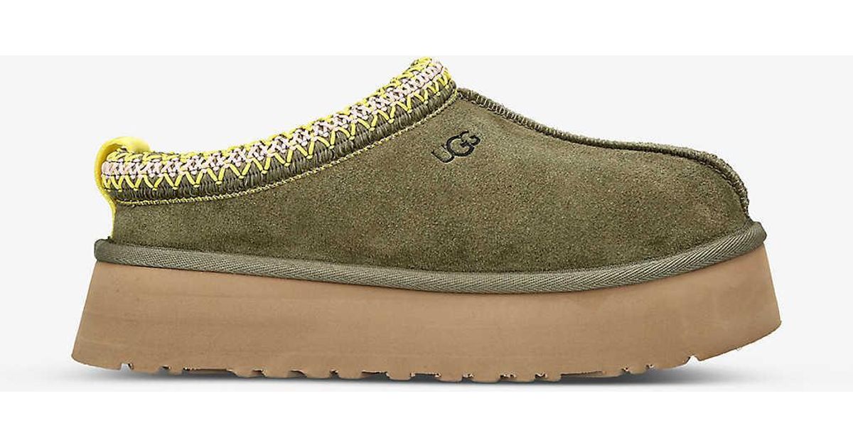 UGG Tazz Suede And Shearling Slippers in Green | Lyst
