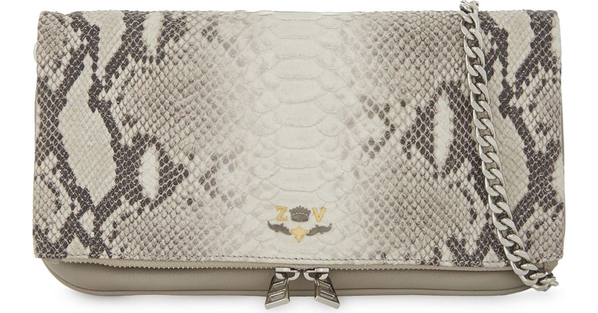 Zadig & Voltaire Leather Rock Savage Snake-embossed Clutch Bag in ...