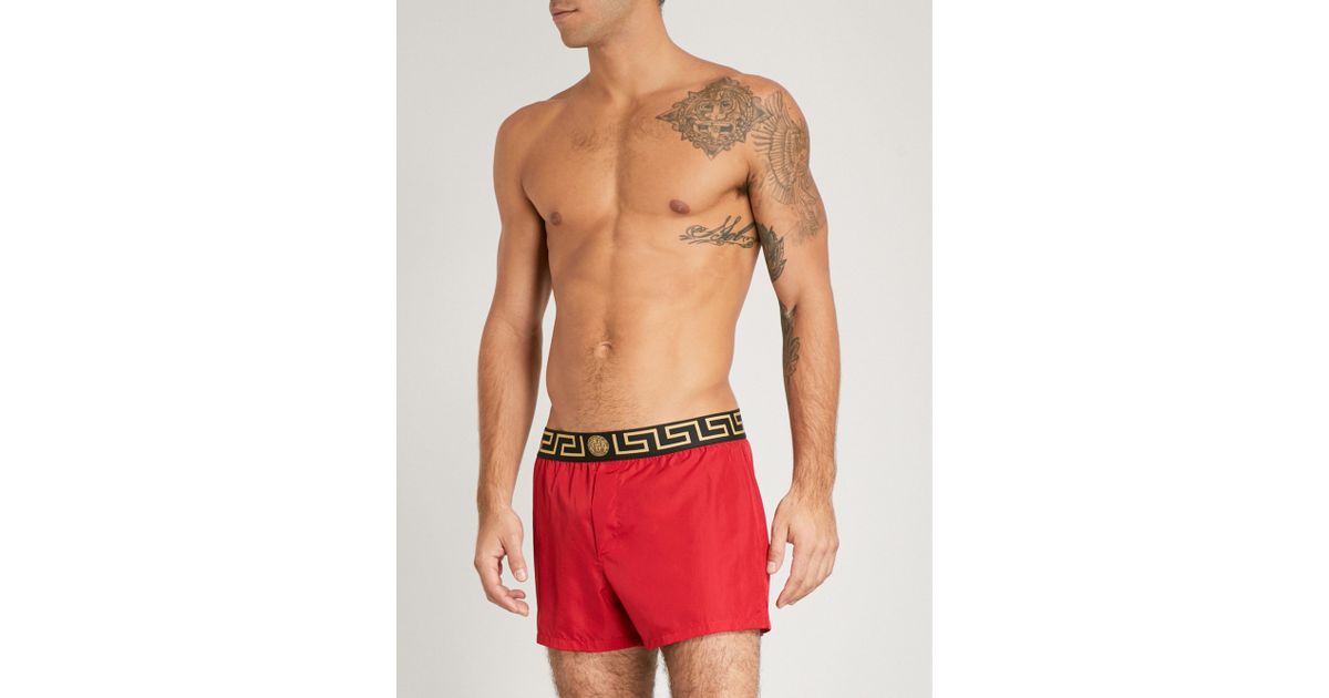 Versace Iconic Swim Shorts in Red Gold 