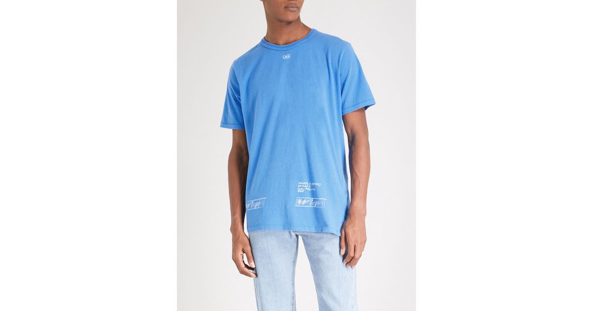 Off-White c/o Virgil Abloh London Cotton-jersey T-shirt in Blue for Men -  Lyst