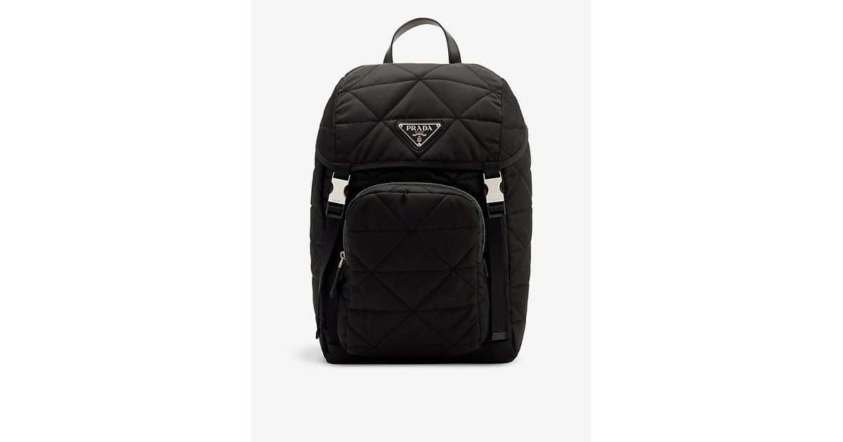 Prada Re-nylon Brand-plaque Recycled-polyamide Backpack in Black for ...
