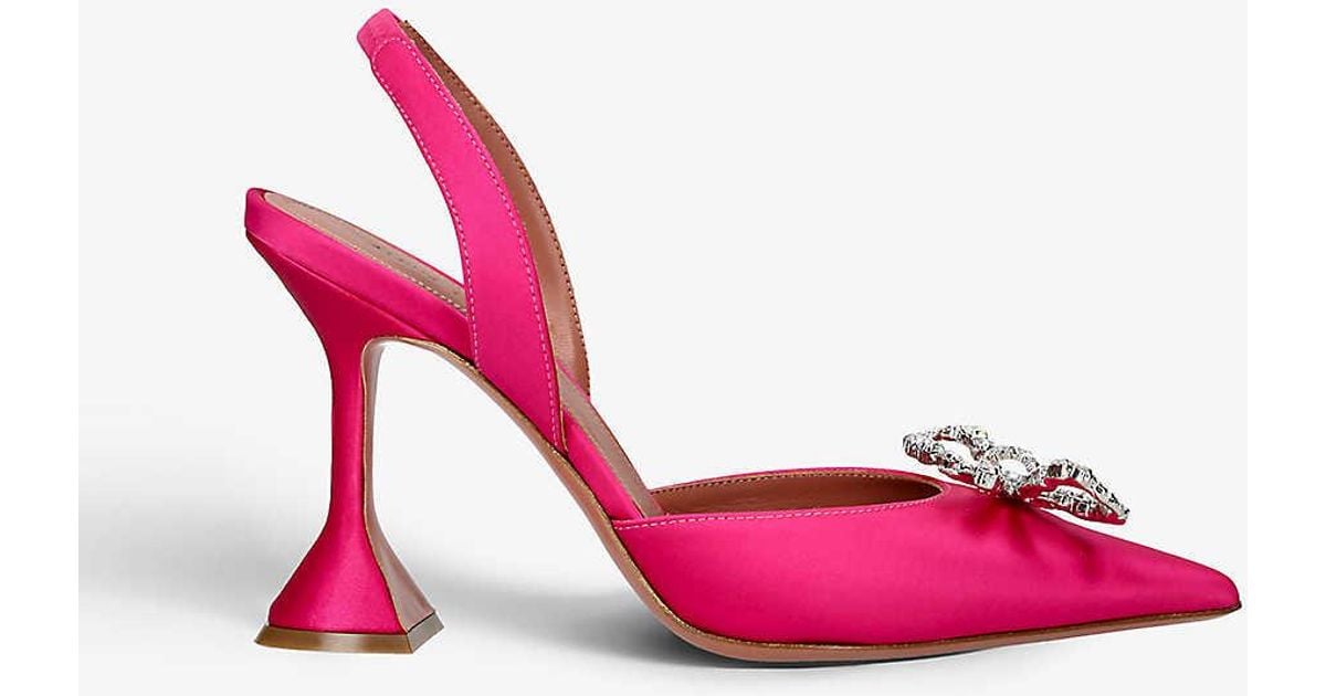 AMINA MUADDI Rosie Crystal-embellished Heeled Courts in Pink | Lyst UK