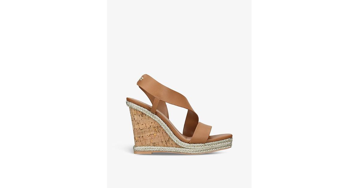 Carvela Kurt Geiger Gala C stud Leather Wedge Sandals in Brown Lyst