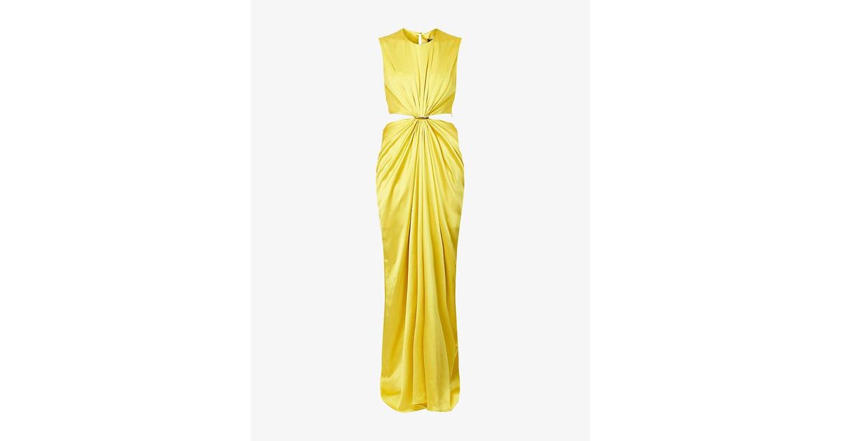 Max Mara Panaro Hourglass Silk-Satin Gown in Yellow | Lyst