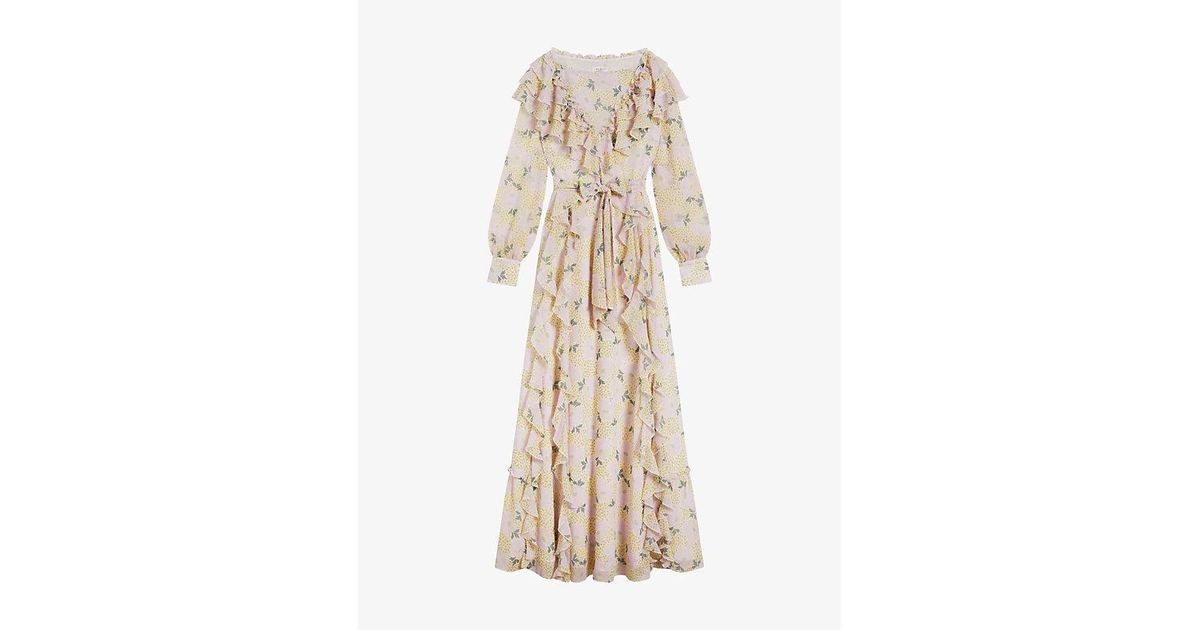Ted Baker Vivyana Frilled Woven Maxi Dress in Natural | Lyst Canada