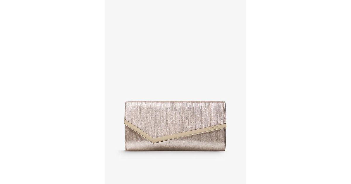 Jimmy Choo Emmie Wonderful Glittered Leather Mini Clutch in Natural | Lyst