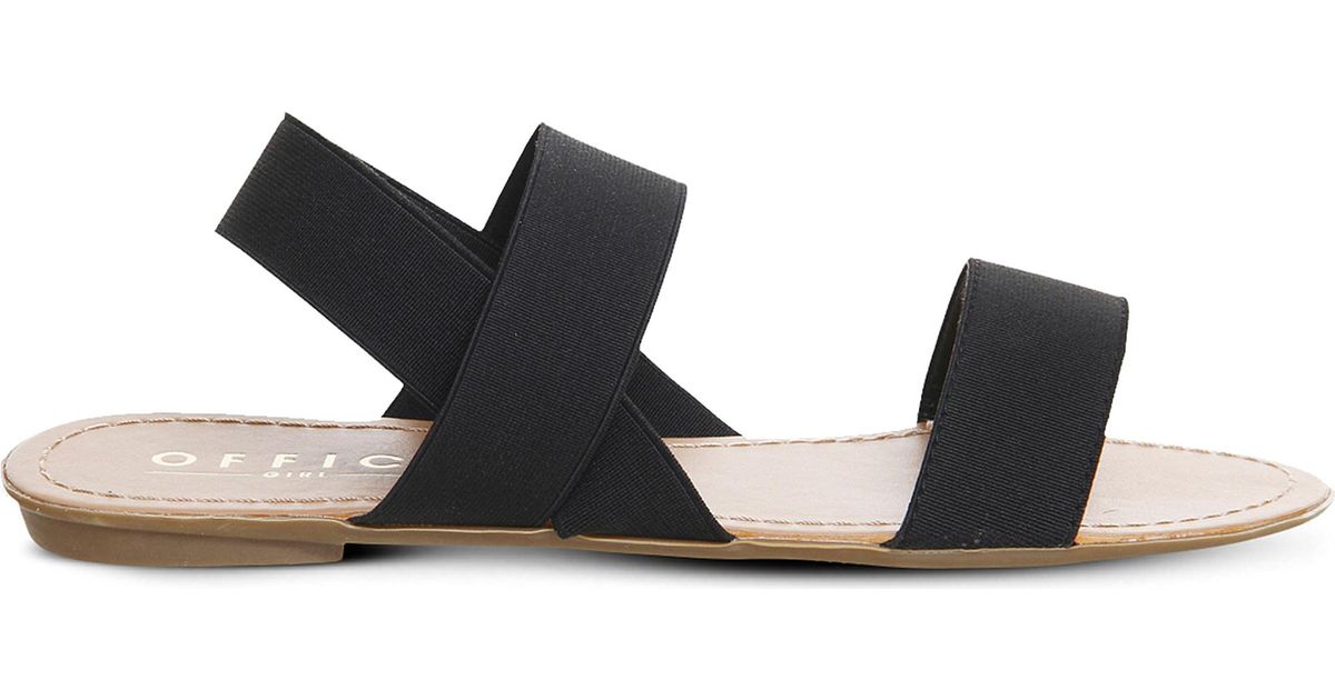 black elastic sandals