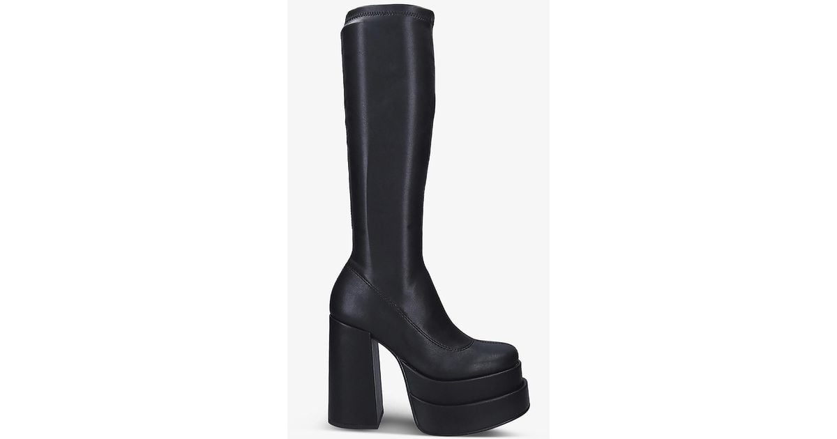 Steve Madden Cypress Kneehigh Faux Leather Boots in Black (Blue