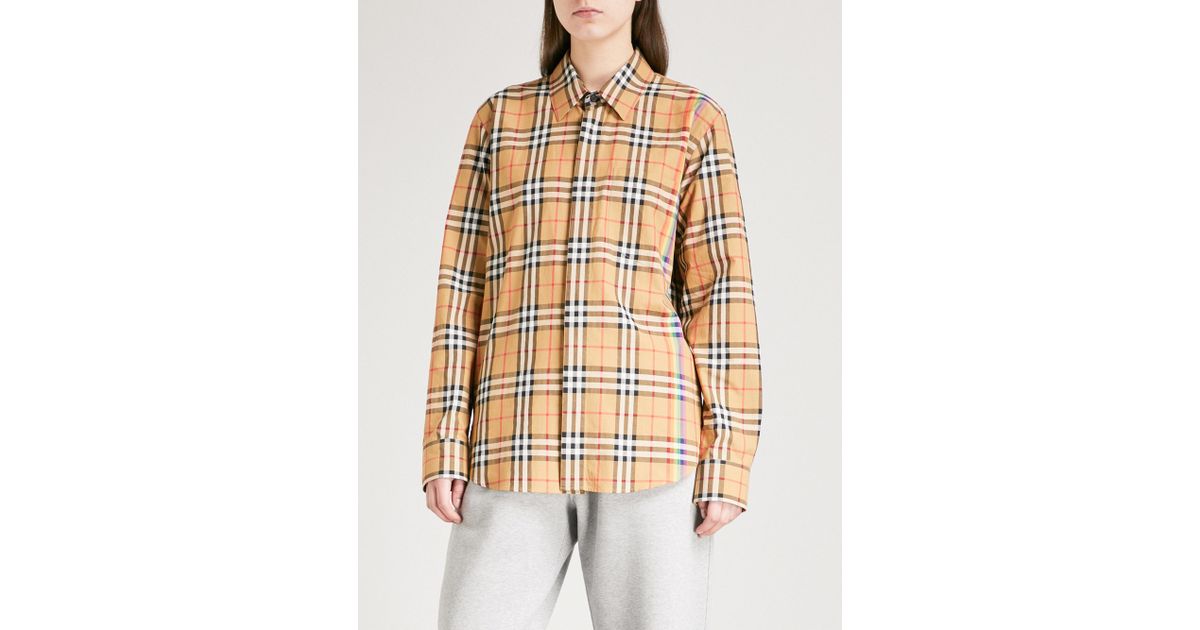 Burberry Rainbow-stripe Checked Cotton Shirt | Lyst