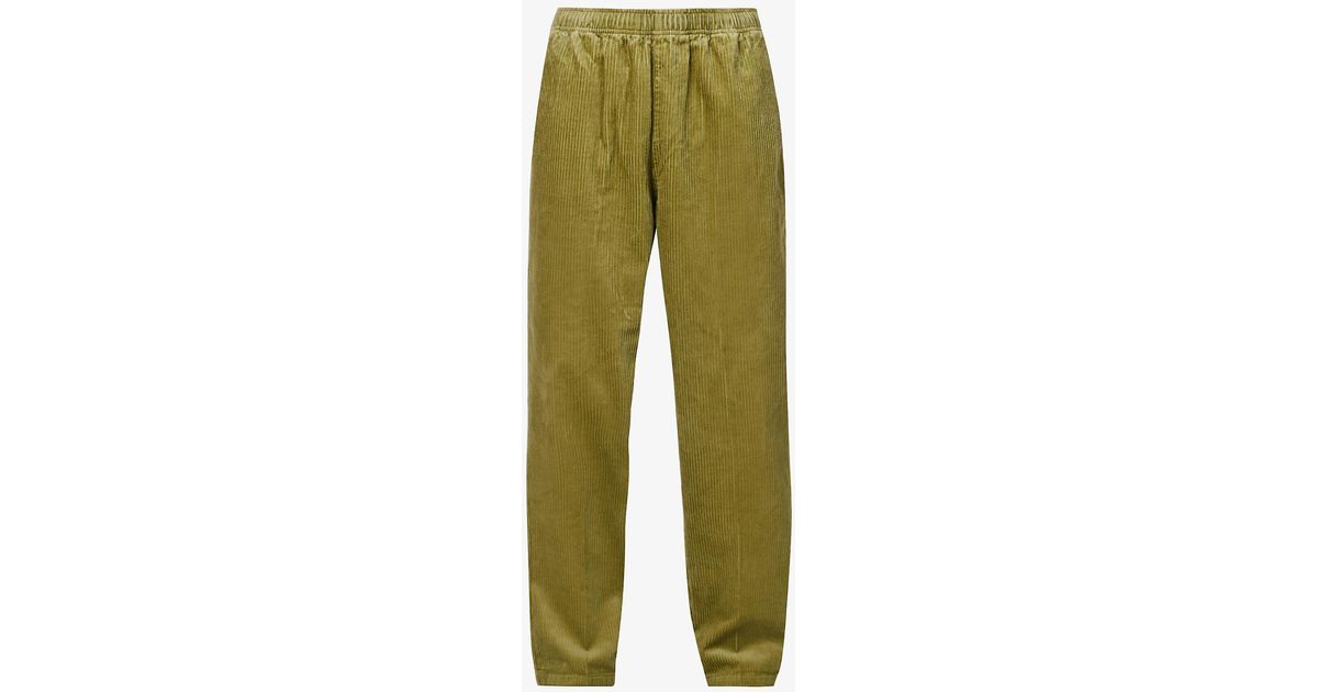 Obey Easy Tapered Mid-rise Cotton-corduroy Trousers in Green for Men | Lyst