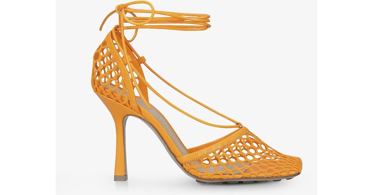 Bottega Veneta Stretch Leather And Mesh Sandals in Orange | Lyst