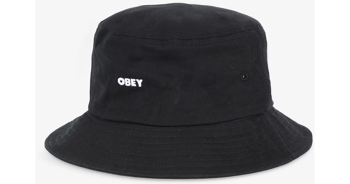 Obey Bold Brandembroidered Cottontwill Bucket Hat in Black for Men Lyst UK