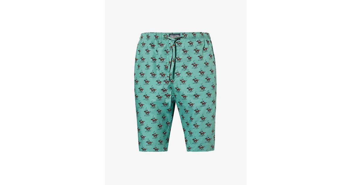 Polo Ralph Lauren Jockey-Print Relaxed-Fit Cotton-Poplin Pyjama Shorts