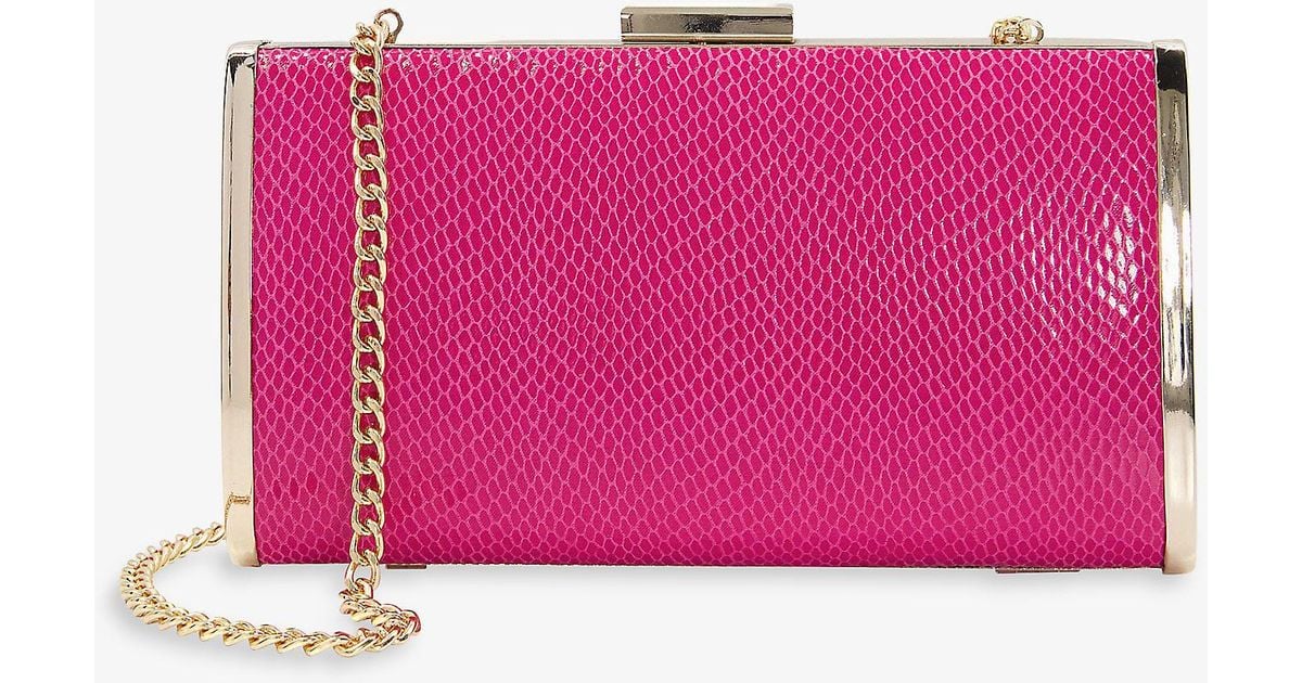 Dune Synthetic Blaike Hard-case Snake-effect Clutch Bag in Pink | Lyst