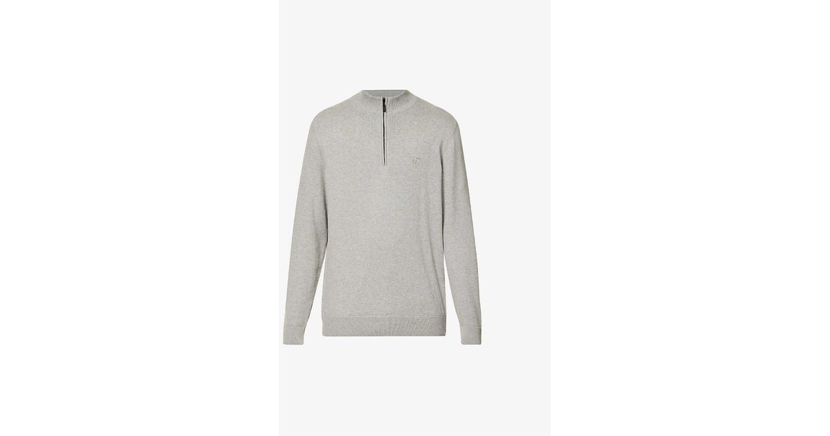 Barbour Avoch Brand-embroidered Cotton-knit Jumper in Gray for Men | Lyst