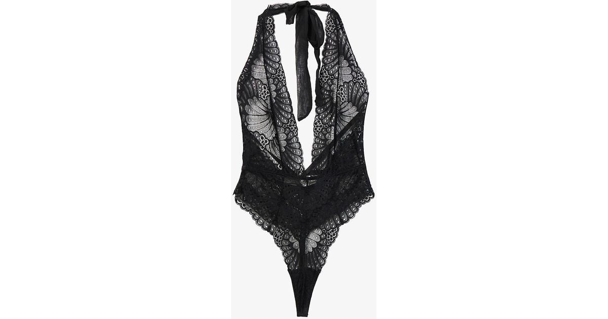 Bluebella Elodie Plunging Vneck Lace Body in Black (White) Lyst