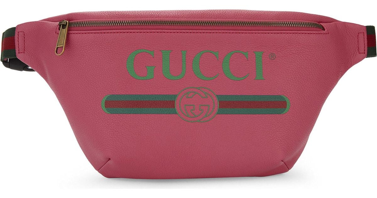 Gucci Logo Grained Leather Belt Bag in Pink - Lyst