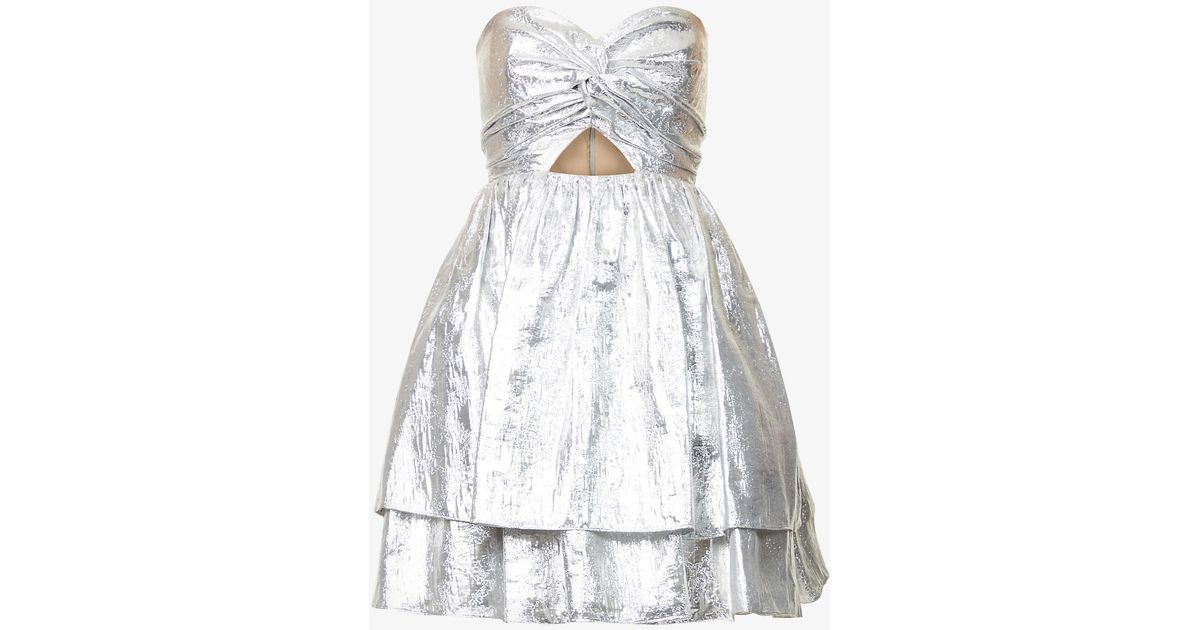 Carolina Herrera Metallic Strapless Woven Mini Dress | Lyst Canada