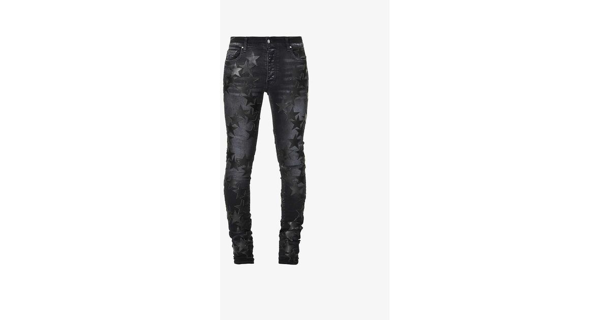 Amiri X Chemist Leather-star Skinny Stretch-denim Jeans in Black for ...