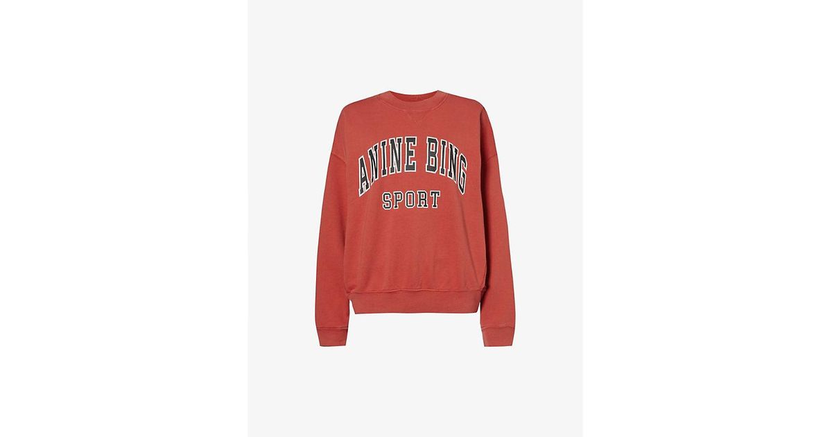 Anine Bing Jaci Brand print Cotton Sweatshirt in Red Lyst Canada