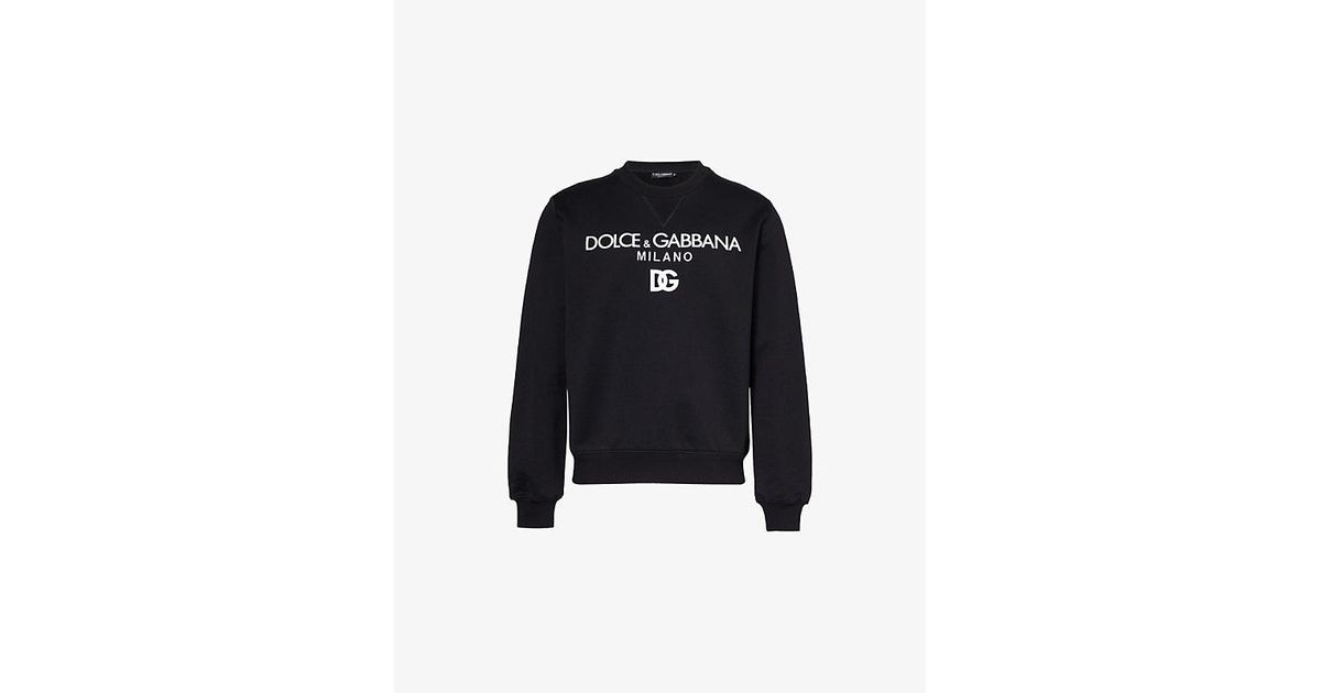 Dolce Gabbana Milano Brand Print Cotton Jersey Sweatshirt in Black for Men Lyst UK