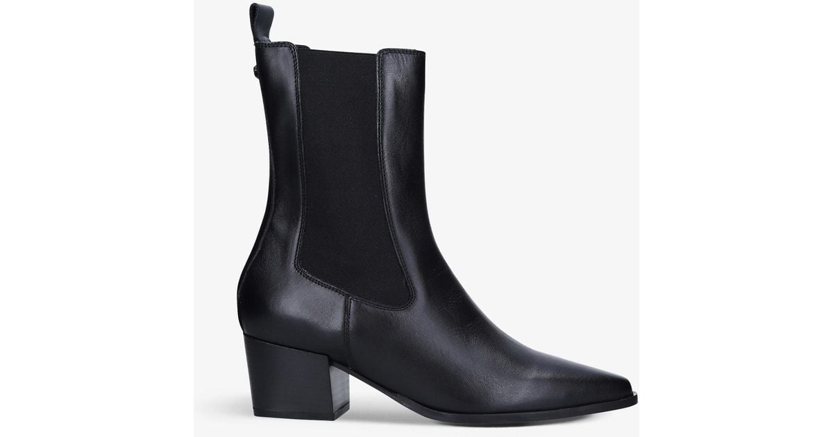 Kurt Geiger Star Pointed-toe Heeled Leather Chelsea Boots in Black | Lyst