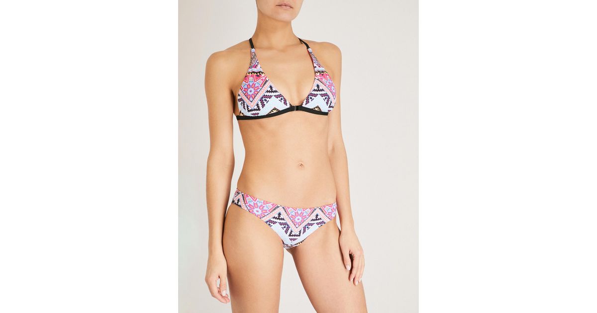 Seafolly Blau und Rosa Bikini-Top Triangel Sahara Nights