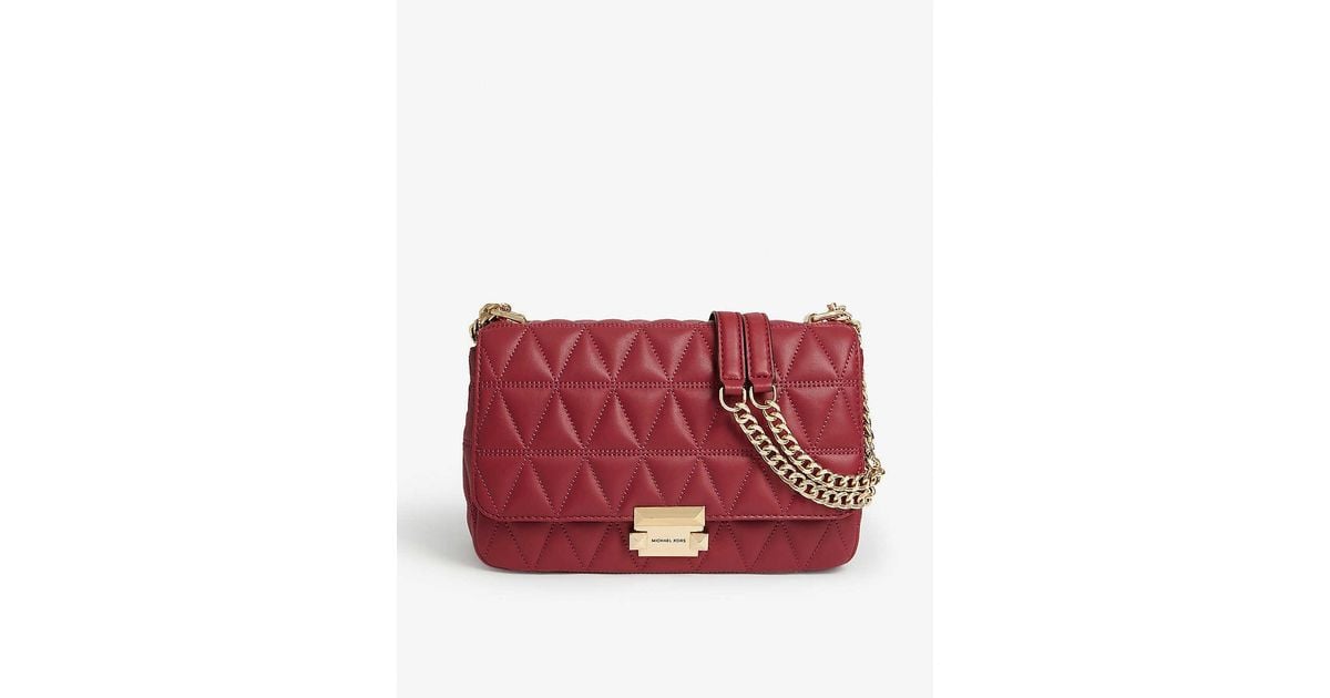 MICHAEL Michael Kors Sloan Large Quilted Leather Shoulder Bag in Red | Lyst